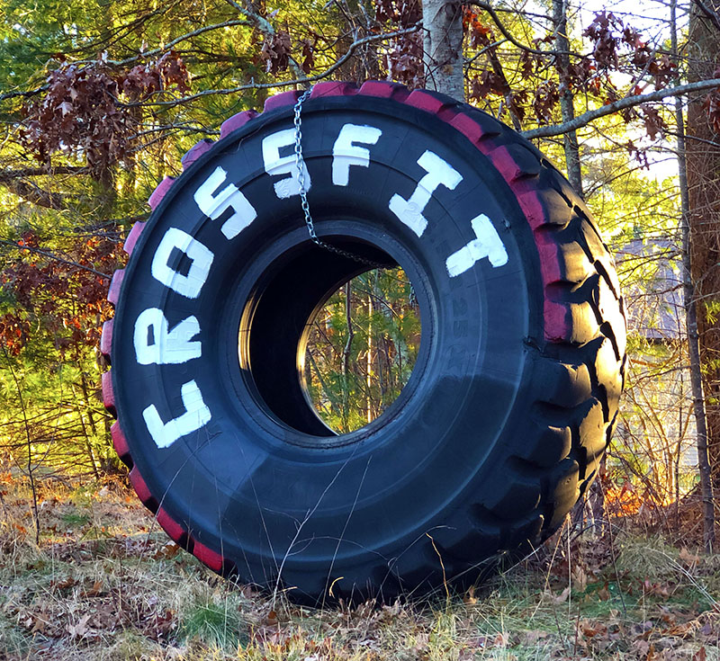 Cynergy CrossFit tire at end of street
